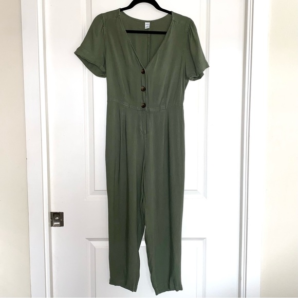 Old Navy Pants - Old Navy Women’s Jumpsuit, Linen-Blend, Short Sleeve, Sage Green, SMALL PETITE